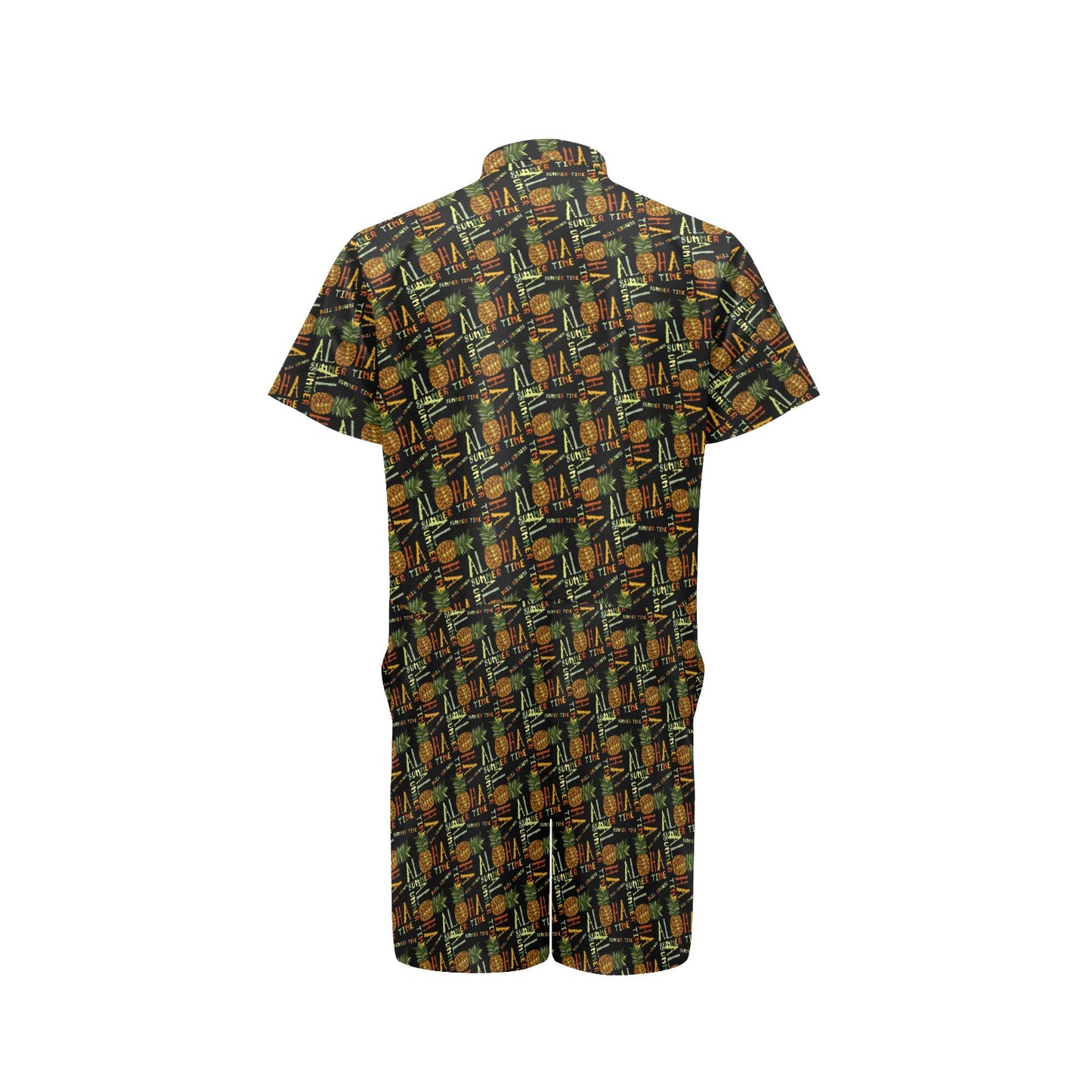 Aloha Hawaii Time Design Themed Print Men's Romper