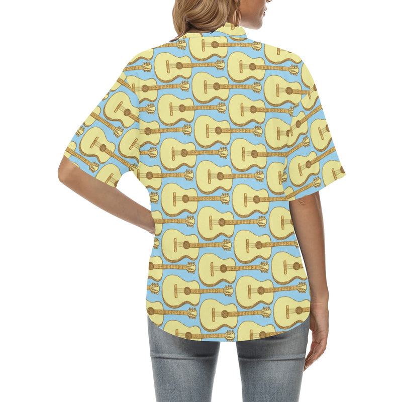 Acoustic Guitar Pattern Print Design 03 Women's Hawaiian Shirt