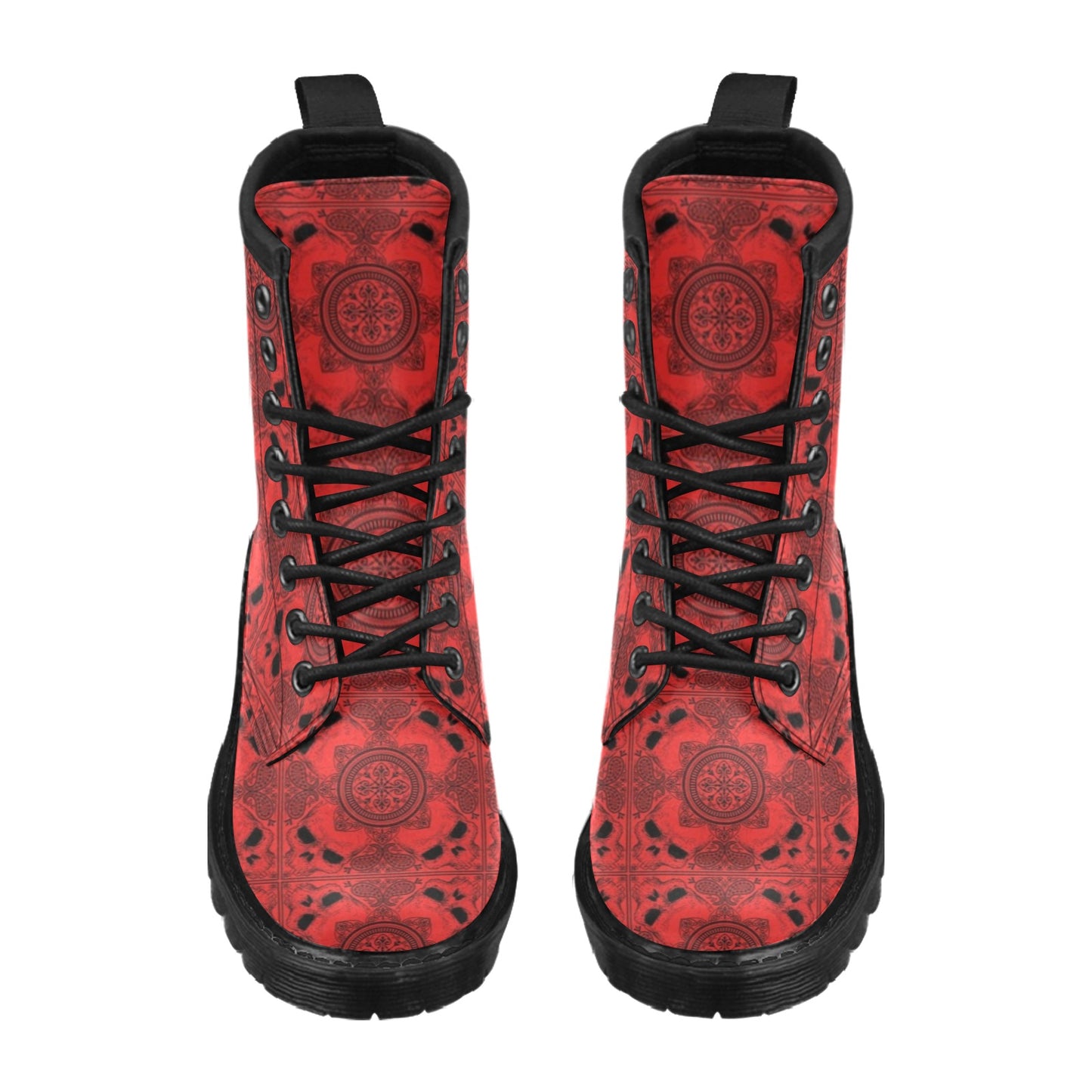 Bandana Red Print Design LKS304 Women's Boots
