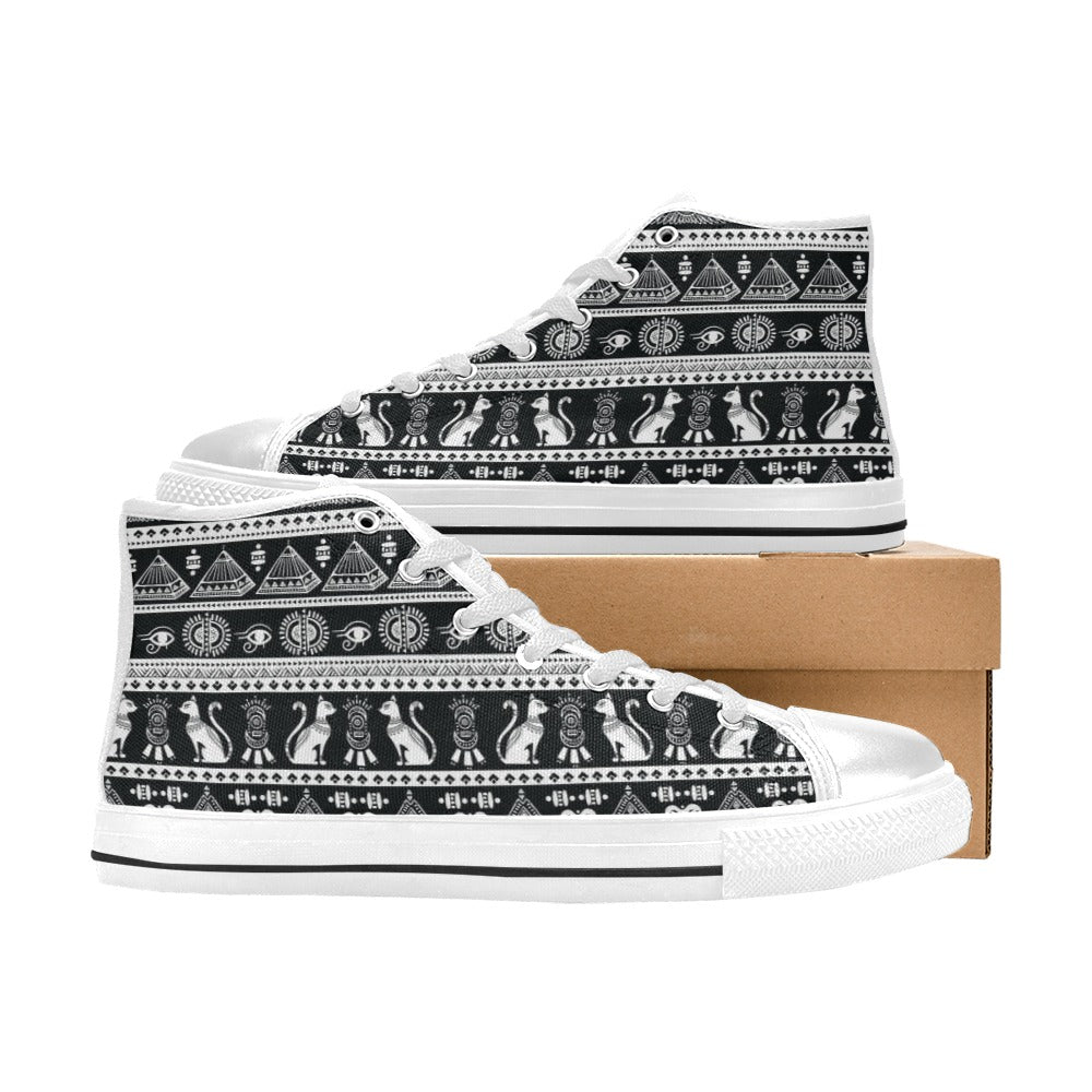 Tribal Pattern Print Design LKS305 High Top Women's White Shoes