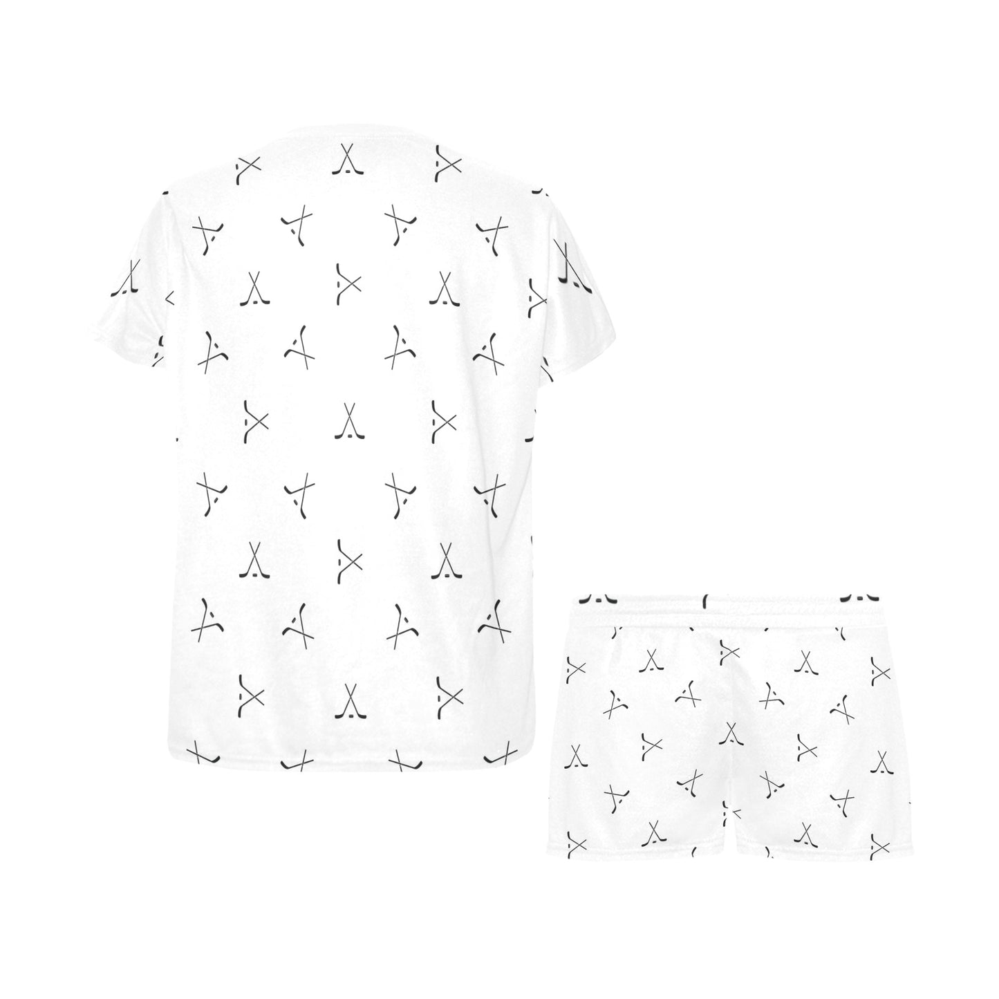 Hockey Print Design LKS304 Women's Short Pajama Set