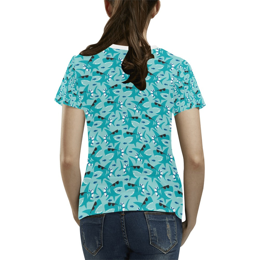 Shark Cute Print Design LKS302 Women's T-shirt