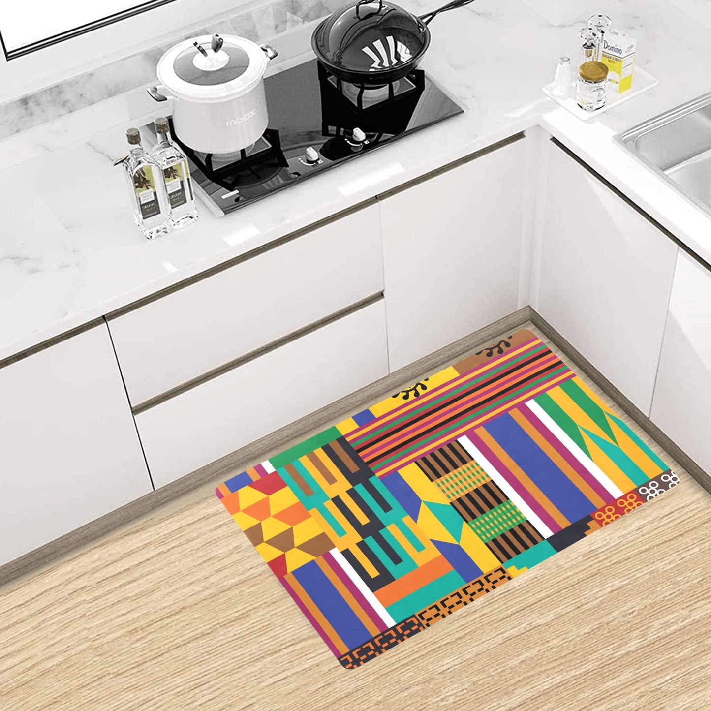 Kente Pattern Print Design 03 Kitchen Mat