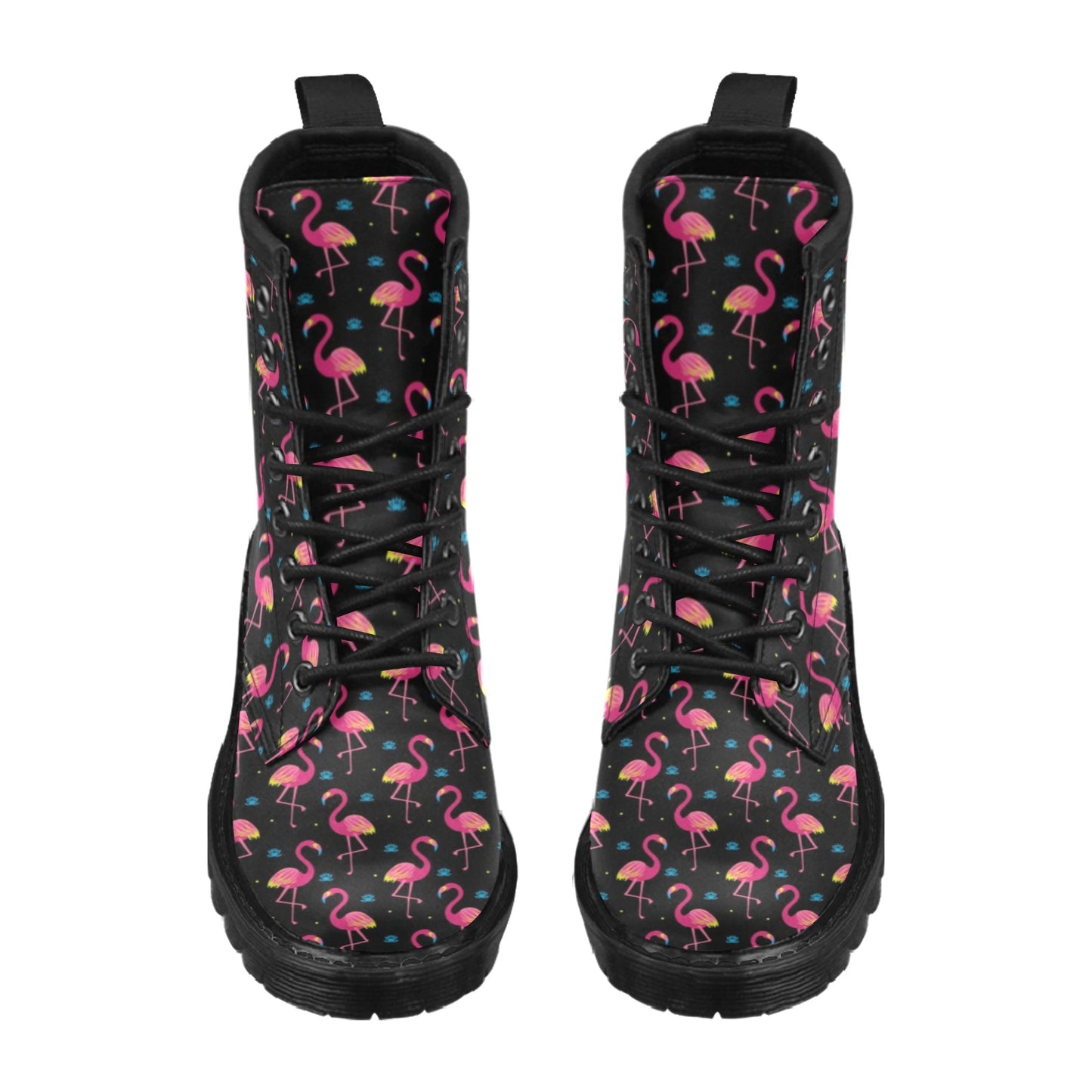 Flamingo Pink Neon Print Pattern Women's Boots
