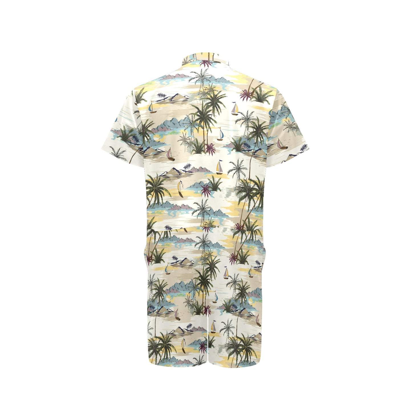 Palm Tree Beach Print Men's Romper