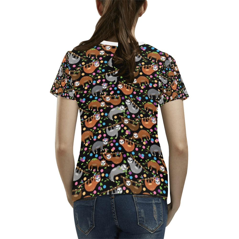 Sloth Print Design LKS306 Women's T-shirt