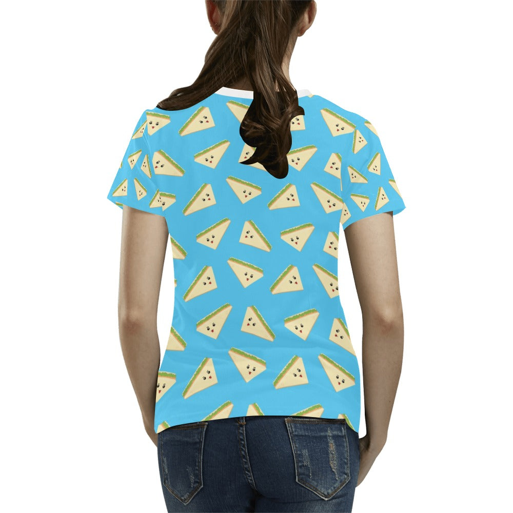 Sandwich Emoji Print Design LKS305 Women's T-shirt