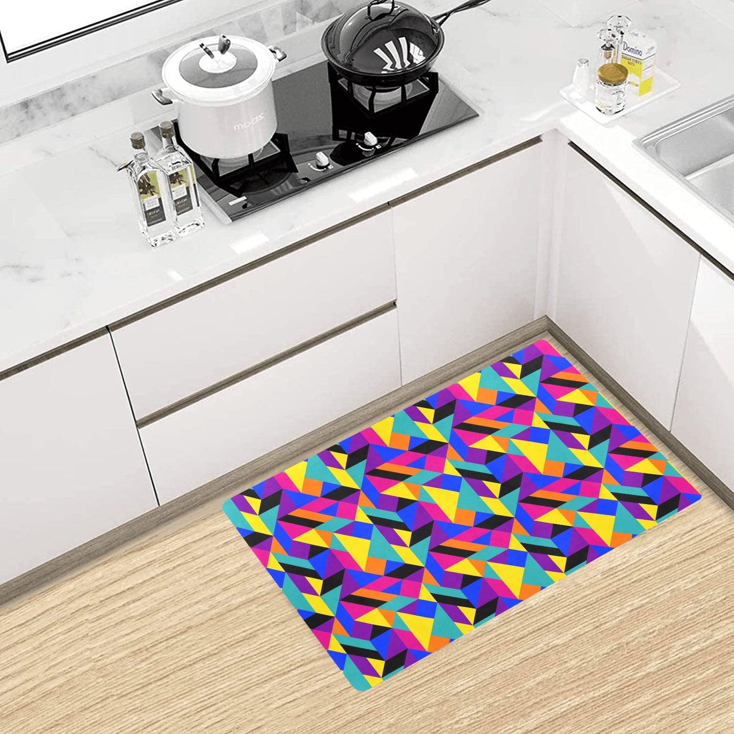 90s Colorful Pattern Print Design 1 Kitchen Mat