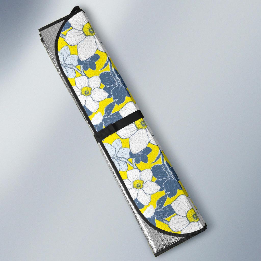 Daffodils Pattern Print Design 01 Car Sun Shade-JORJUNE.COM