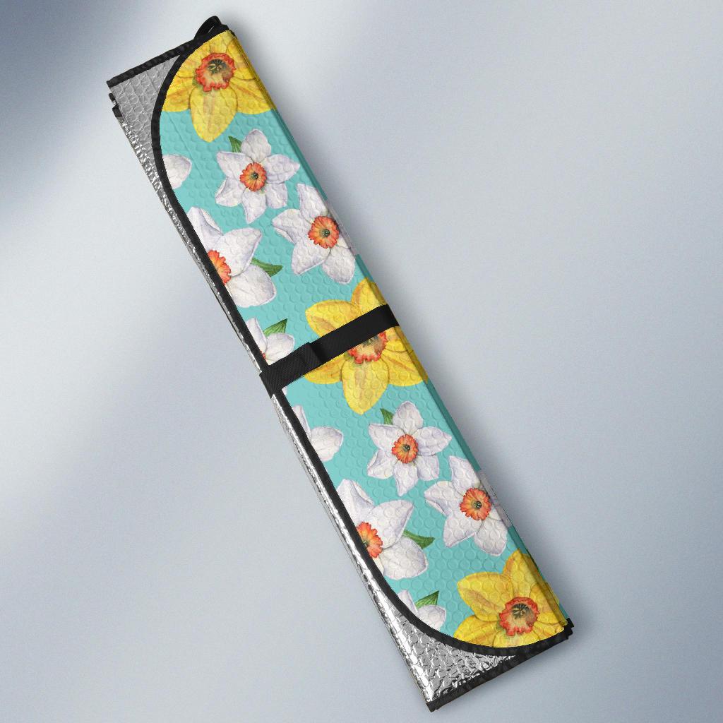 Daffodils Pattern Print Design 02 Car Sun Shade-JORJUNE.COM