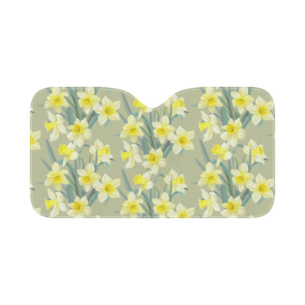 Daffodils Pattern Print Design DF01 Car Sun Shade-JorJune