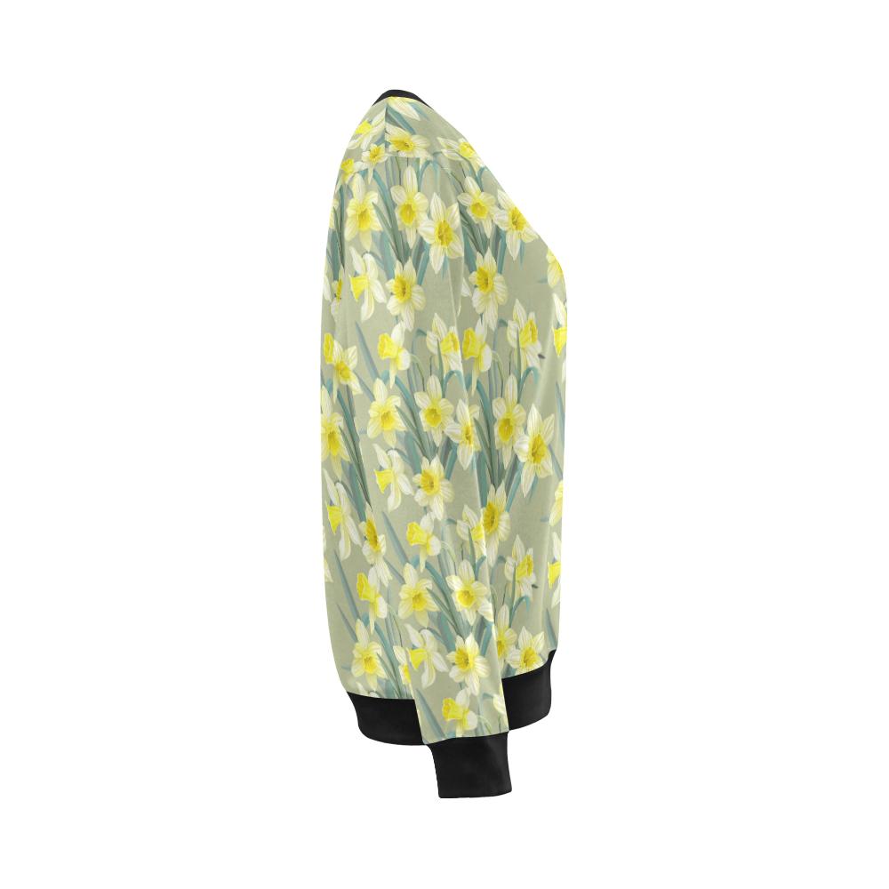 Daffodils Pattern Print Design DF01 Women Long Sleeve Sweatshirt-JorJune