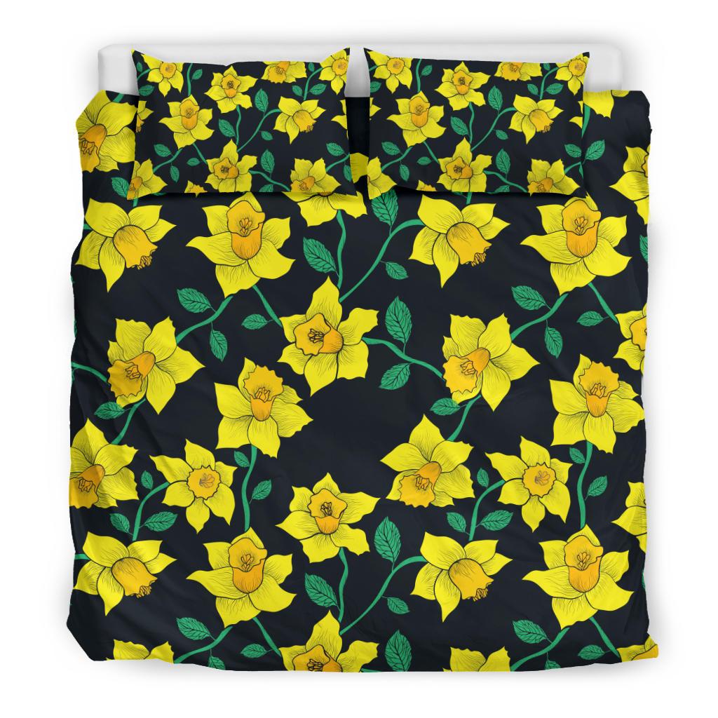 Daffodils Pattern Print Design DF03 Duvet Cover Bedding Set-JORJUNE.COM