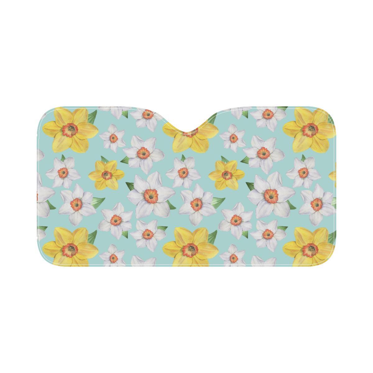 Daffodils Pattern Print Design DF07 Car Sun Shade-JorJune