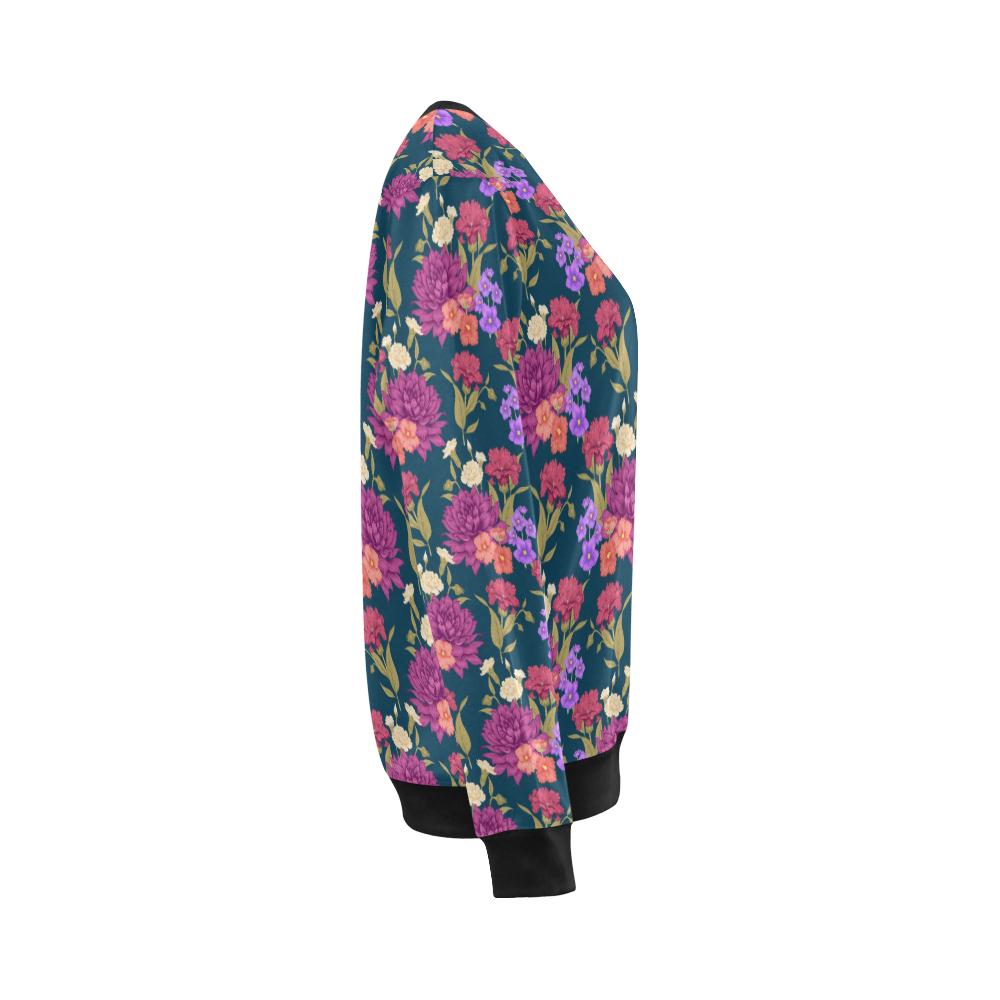 Dahlia Pattern Print Design DH01 Women Long Sleeve Sweatshirt-JorJune