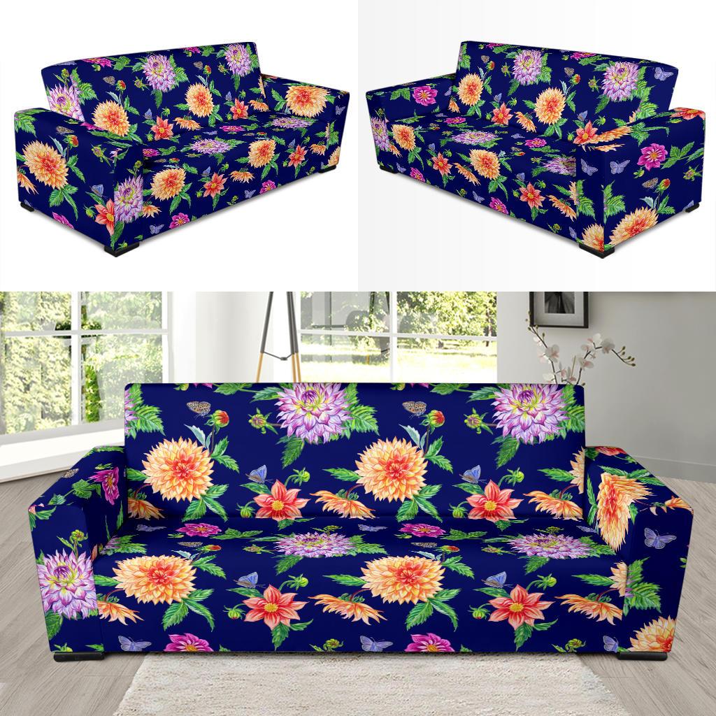 Dahlia Pattern Print Design DH010 Sofa Slipcover-JORJUNE.COM