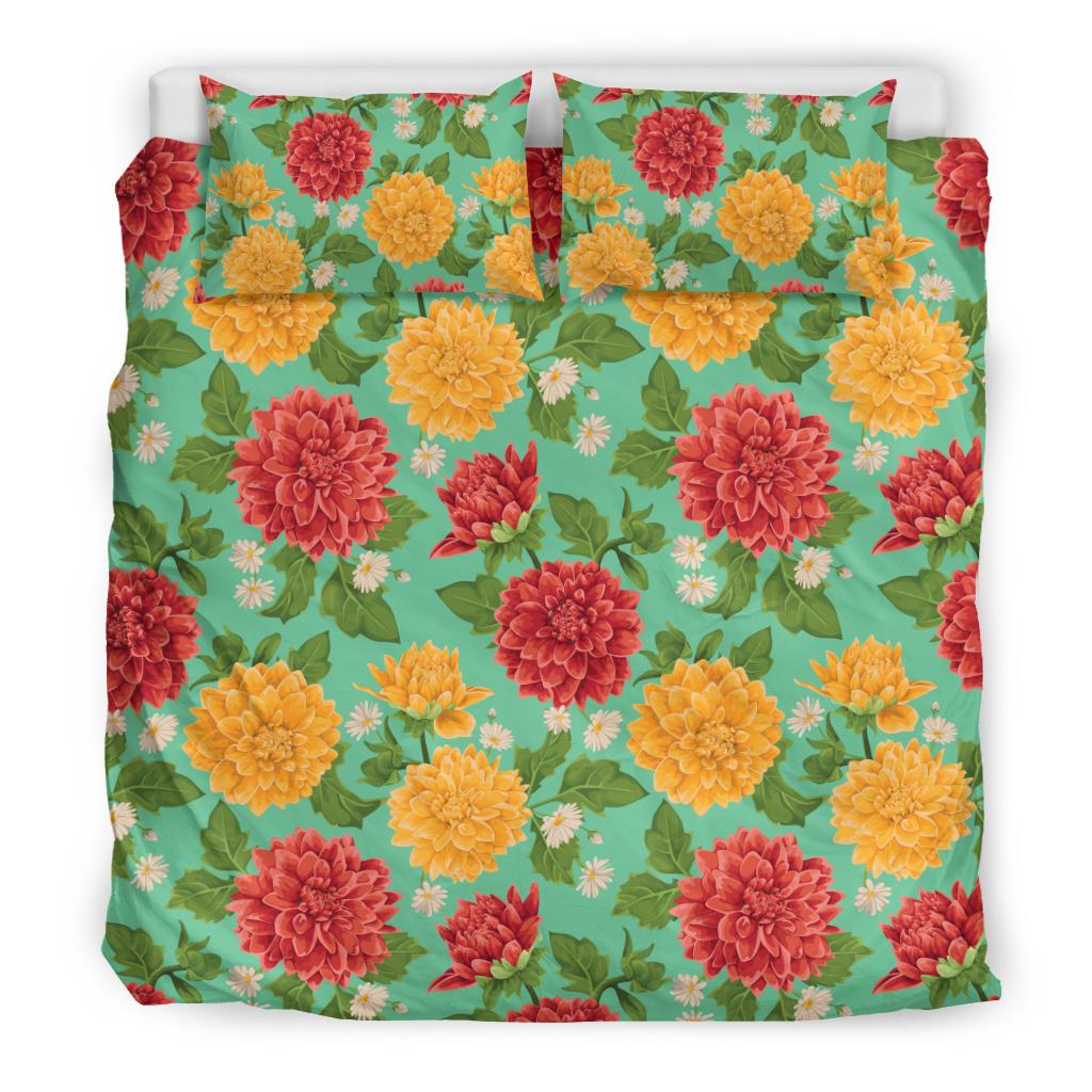 Dahlia Pattern Print Design DH011 Duvet Cover Bedding Set-JORJUNE.COM