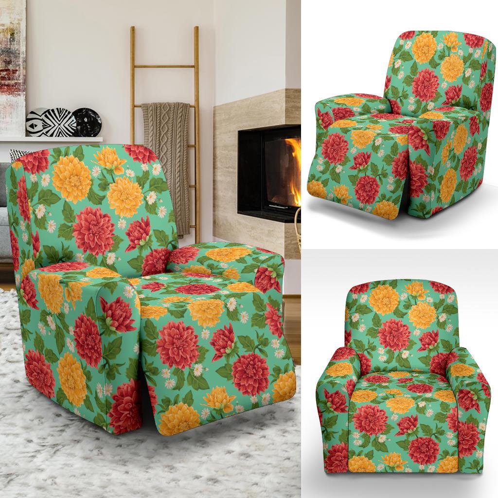 Dahlia Pattern Print Design DH011 Recliner Slipcover-JORJUNE.COM