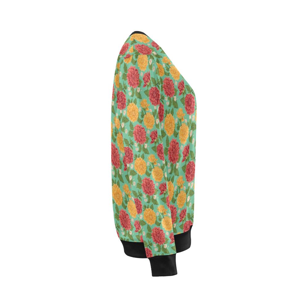 Dahlia Pattern Print Design DH011 Women Long Sleeve Sweatshirt-JorJune