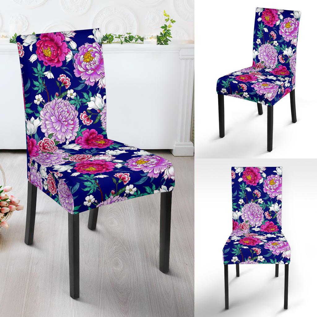 Dahlia Pattern Print Design DH013 Dining Chair Slipcover-JORJUNE.COM