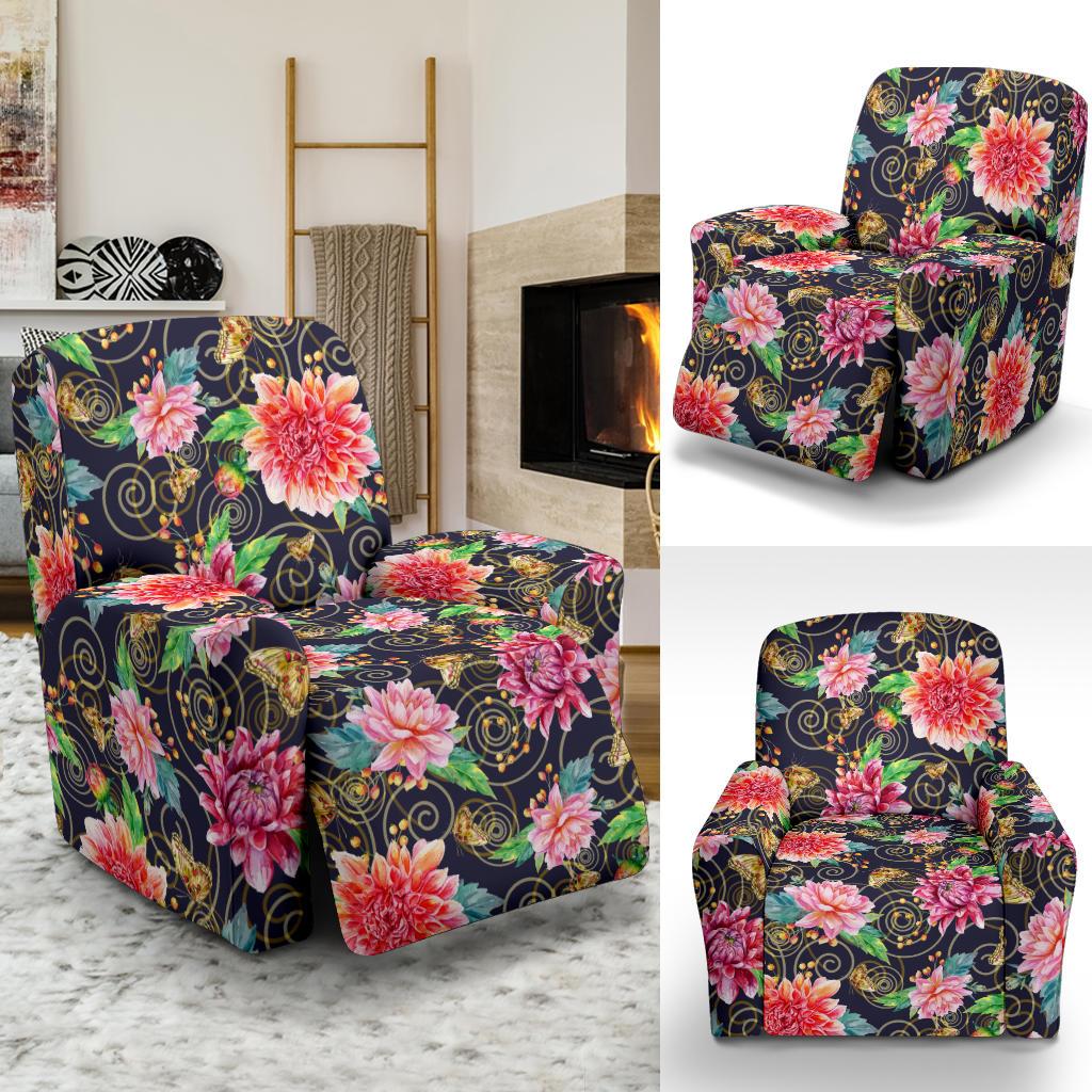 Dahlia Pattern Print Design DH02 Recliner Slipcover-JORJUNE.COM