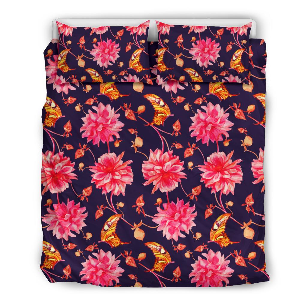 Dahlia Pattern Print Design DH03 Duvet Cover Bedding Set-JORJUNE.COM