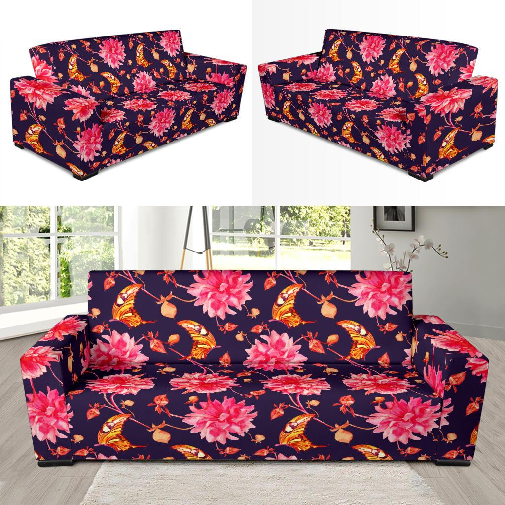 Dahlia Pattern Print Design DH03 Sofa Slipcover-JORJUNE.COM