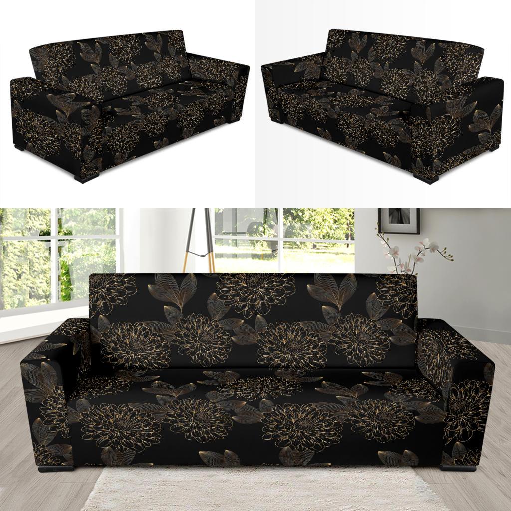 Dahlia Pattern Print Design DH04 Sofa Slipcover-JORJUNE.COM