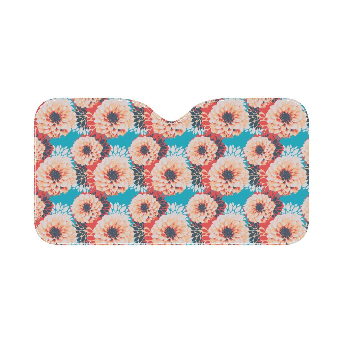 Dahlia Pattern Print Design DH05 Car Sun Shade-JorJune