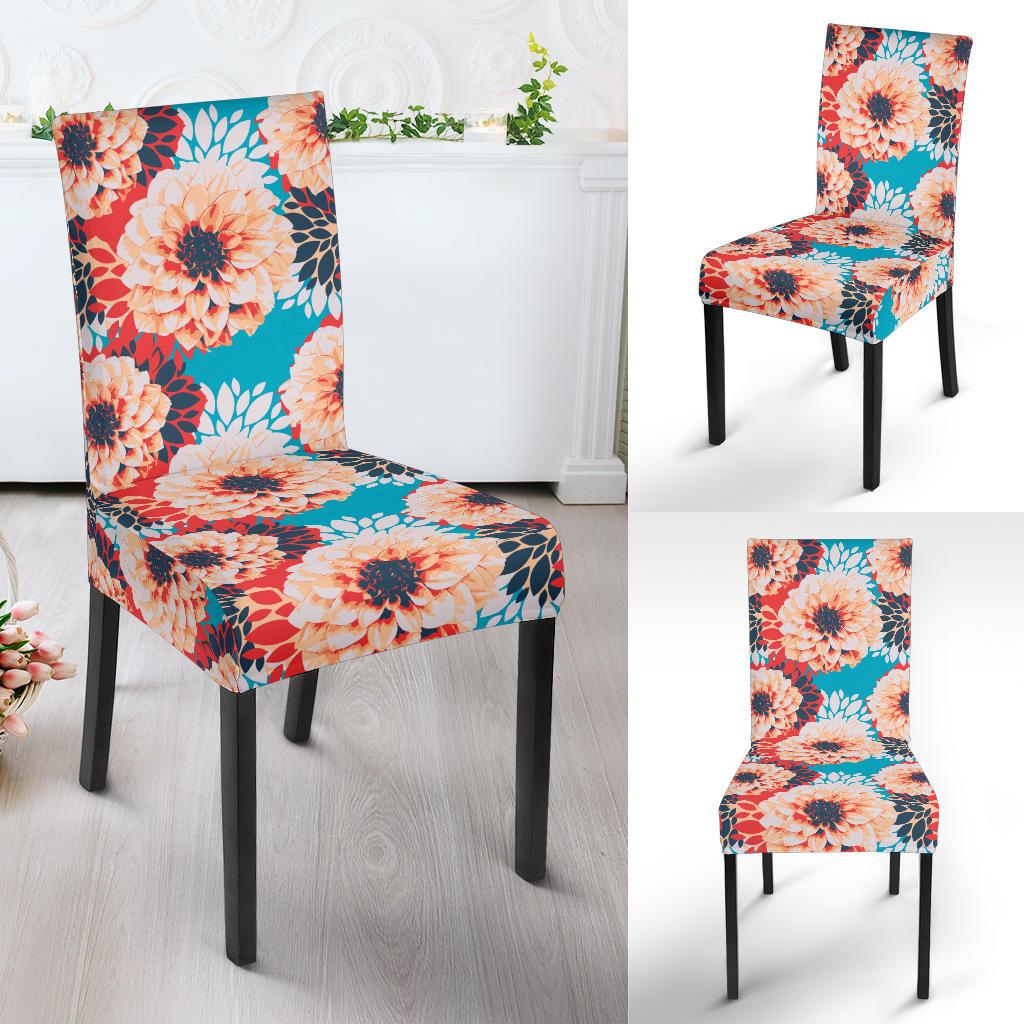 Dahlia Pattern Print Design DH05 Dining Chair Slipcover-JORJUNE.COM