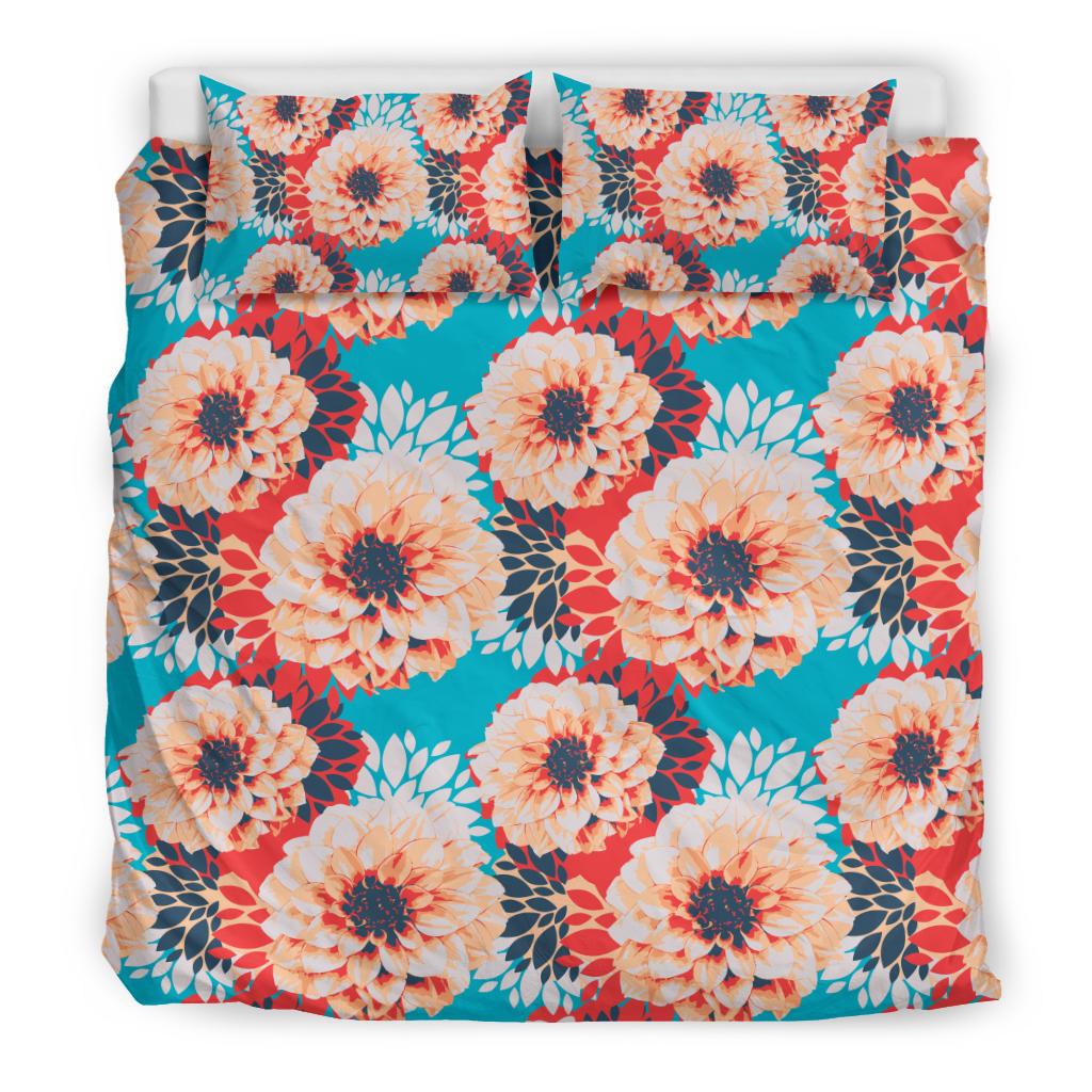 Dahlia Pattern Print Design DH05 Duvet Cover Bedding Set-JORJUNE.COM
