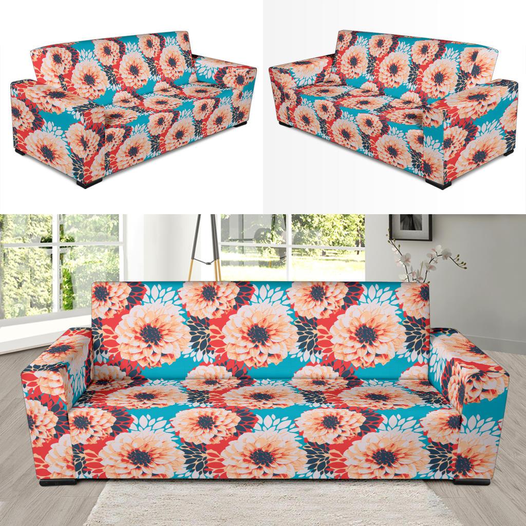 Dahlia Pattern Print Design DH05 Sofa Slipcover-JORJUNE.COM