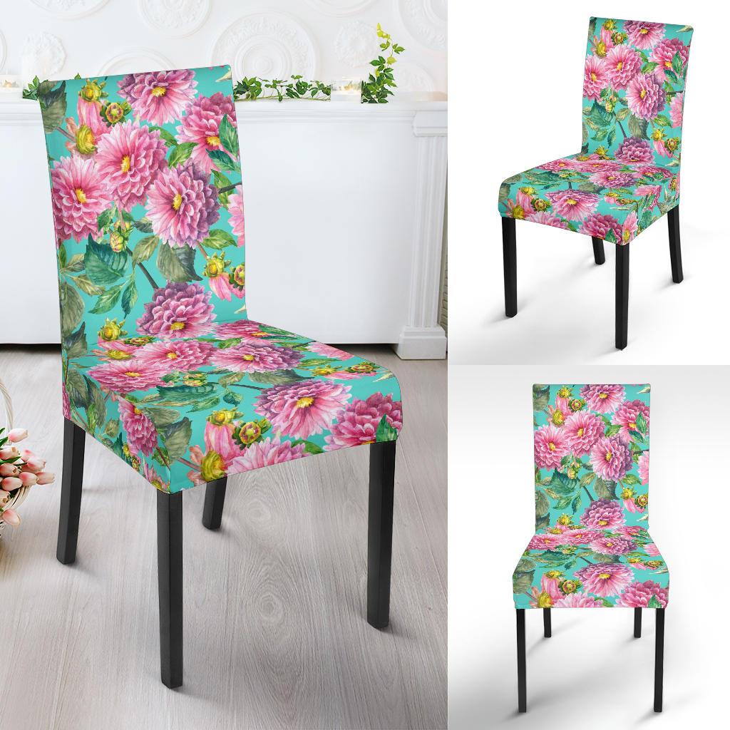 Dahlia Pattern Print Design DH07 Dining Chair Slipcover-JORJUNE.COM