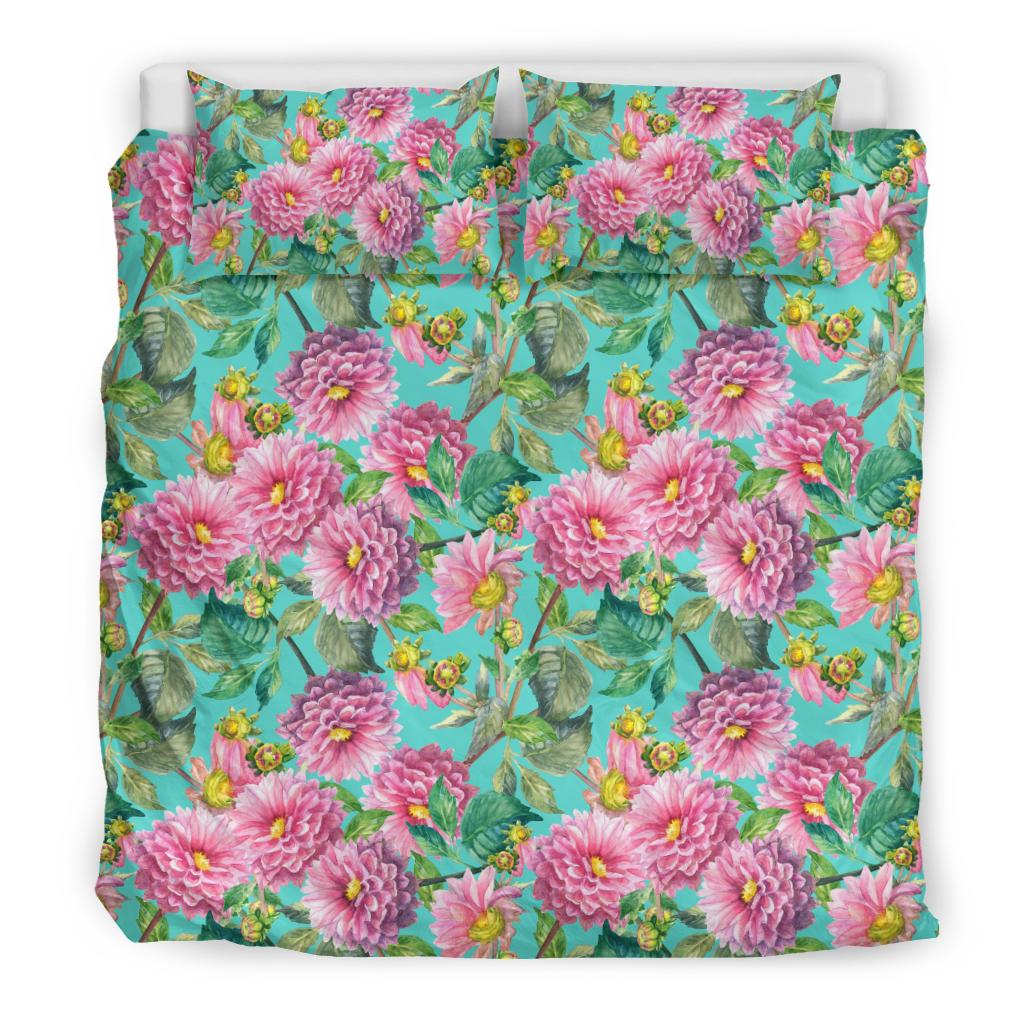 Dahlia Pattern Print Design DH07 Duvet Cover Bedding Set-JORJUNE.COM