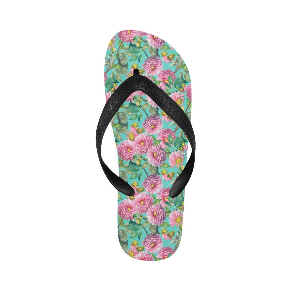 Dahlia Pattern Print Design DH07 Flip Flops-JorJune