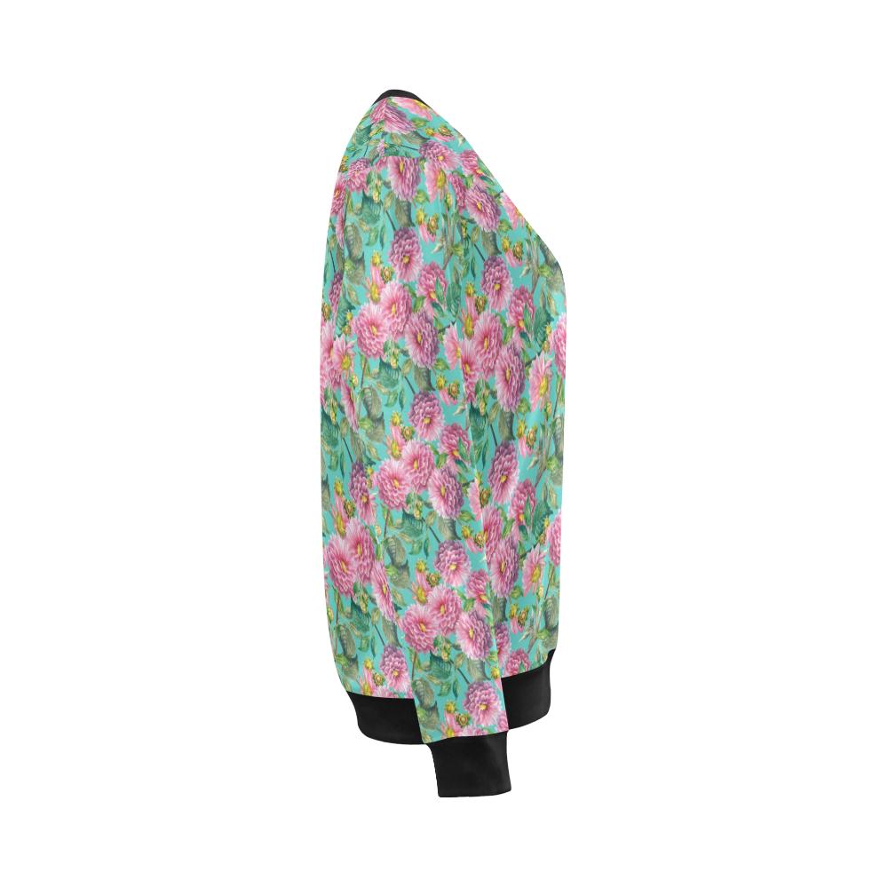 Dahlia Pattern Print Design DH07 Women Long Sleeve Sweatshirt-JorJune