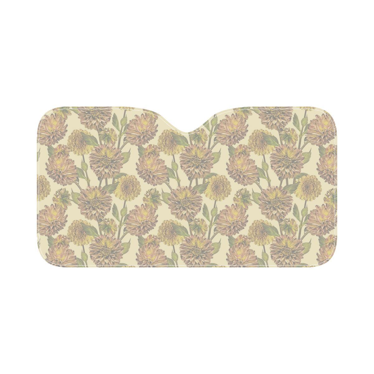 Dahlia Pattern Print Design DH09 Car Sun Shade-JorJune