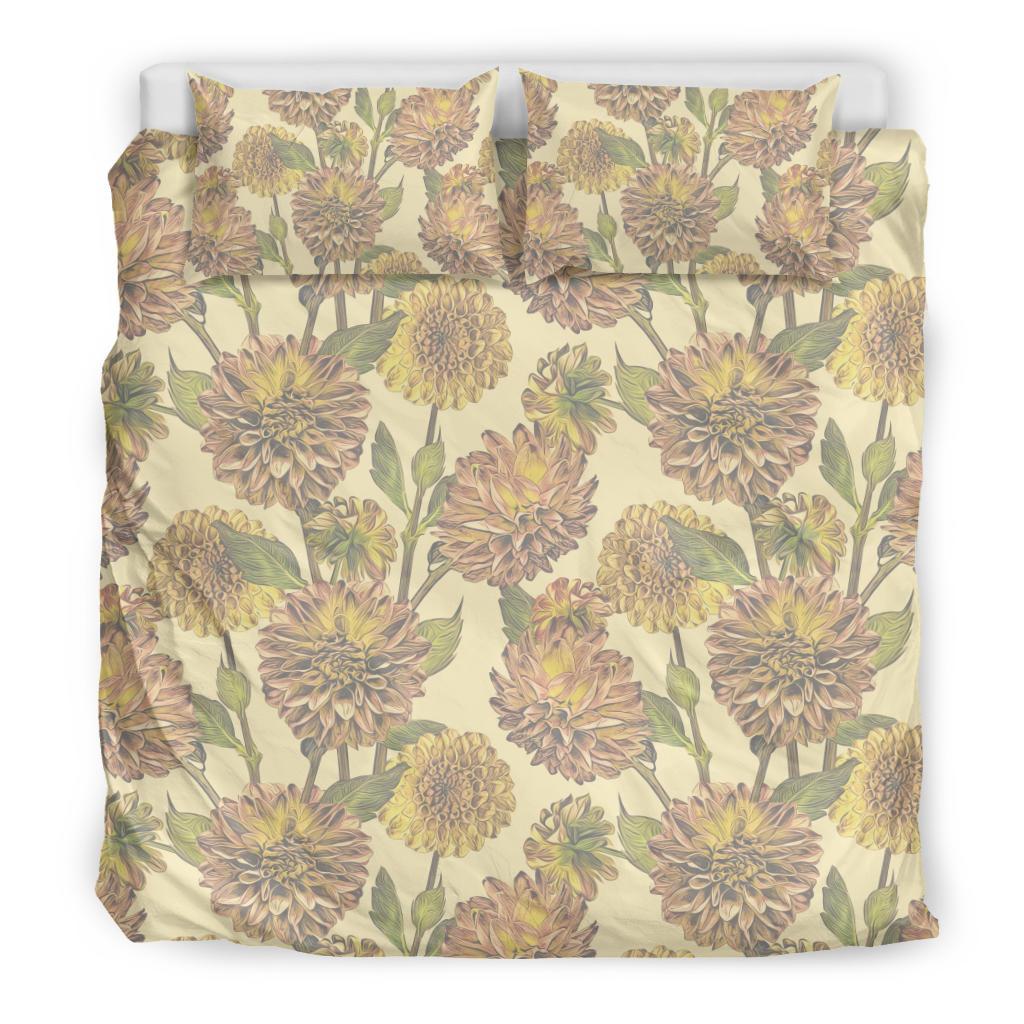 Dahlia Pattern Print Design DH09 Duvet Cover Bedding Set-JORJUNE.COM