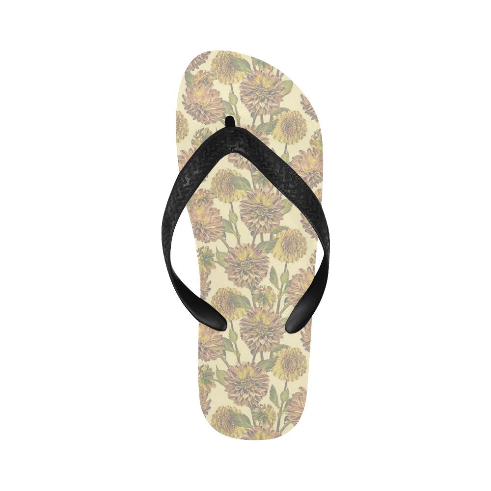 Dahlia Pattern Print Design DH09 Flip Flops-JorJune