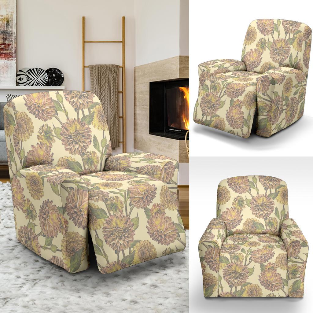 Dahlia Pattern Print Design DH09 Recliner Slipcover-JORJUNE.COM