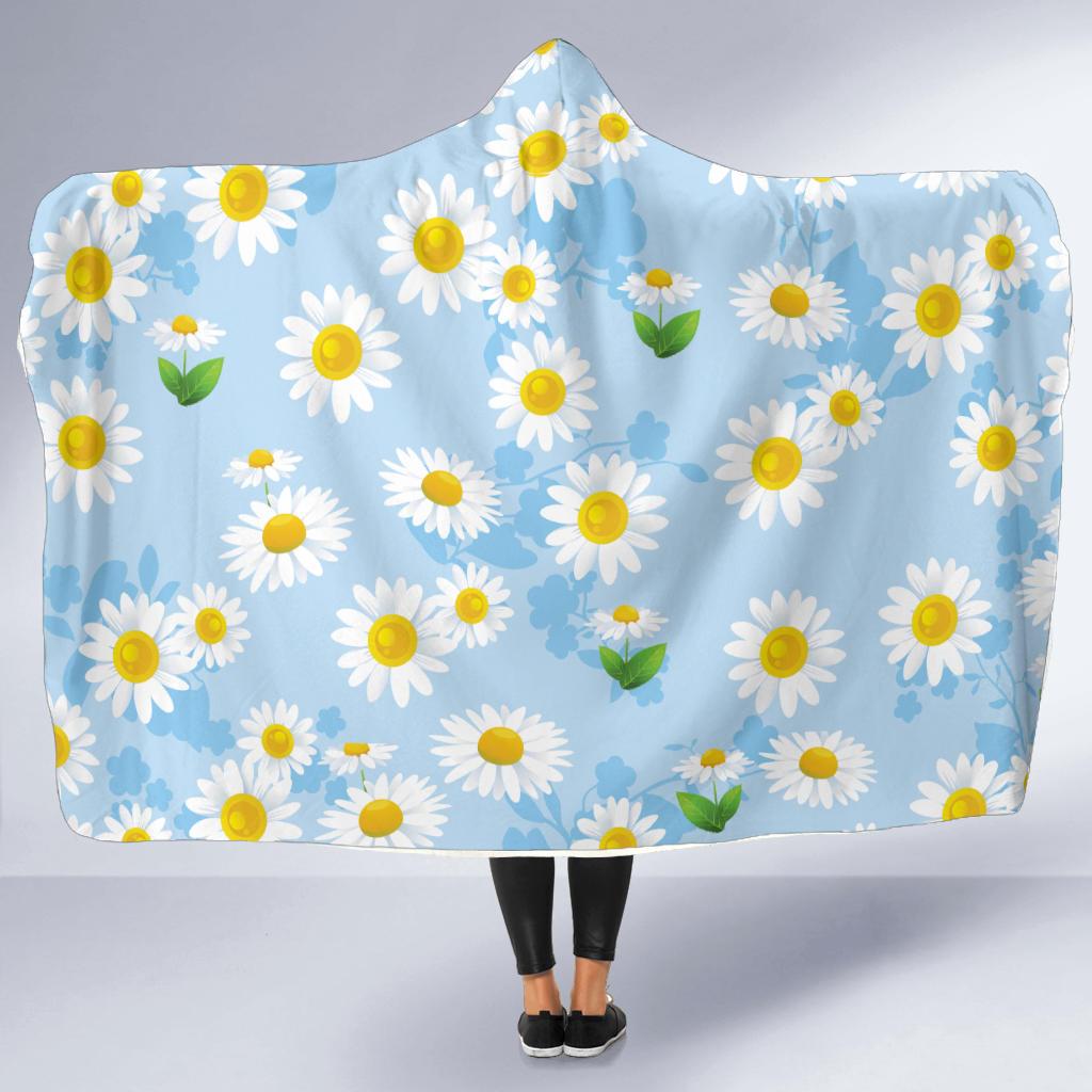 Daisy Pattern Print Design DS010 Hooded Blanket-JORJUNE.COM