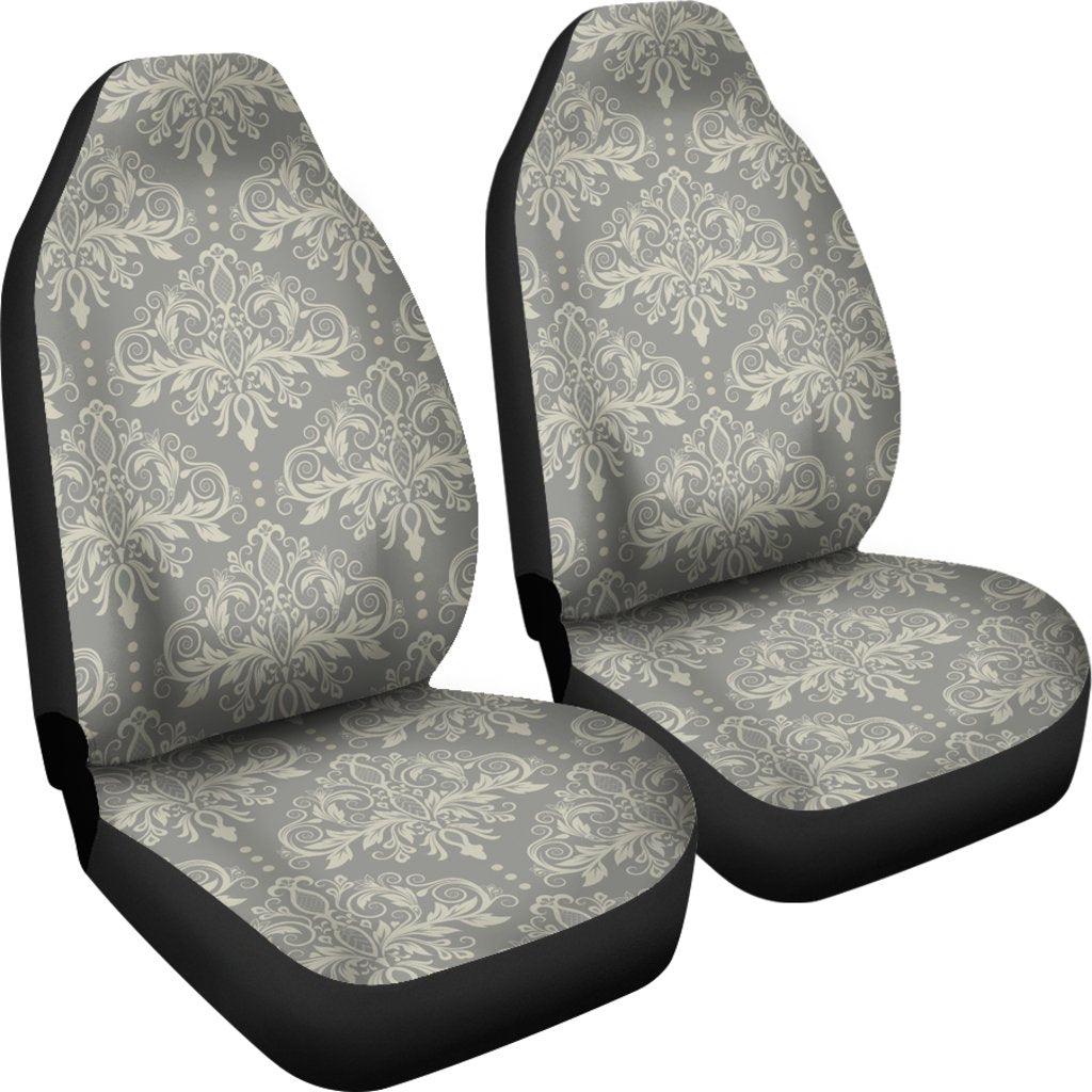 Damask Grey Elegant Print Pattern Universal Fit Car Seat Covers