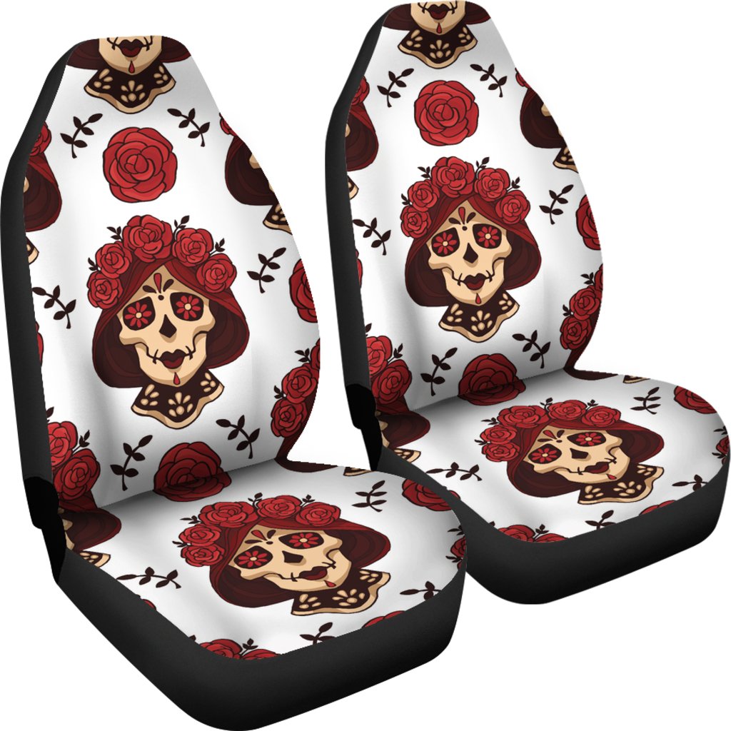 Day Of The Dead Skull Girl Pattern Universal Fit Car Seat Covers