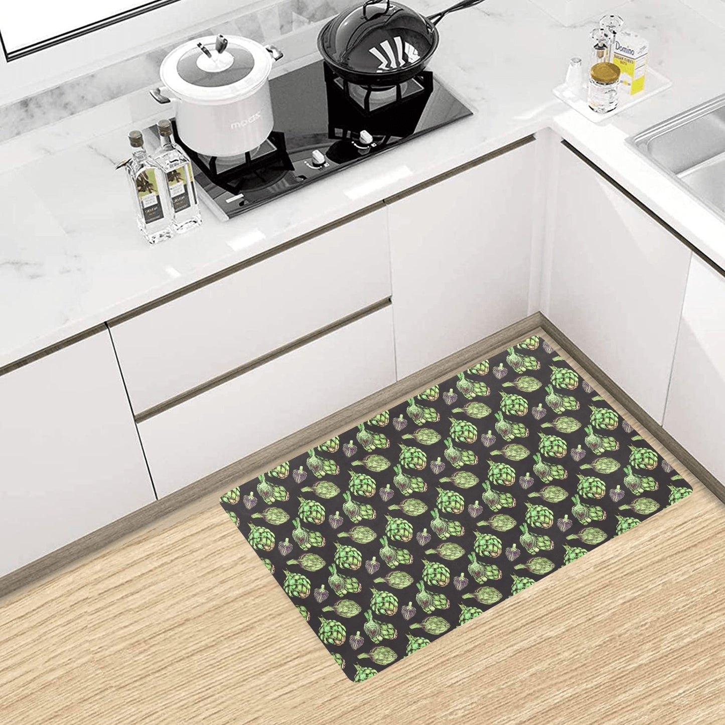 Artichoke Pattern Print Design 02 Kitchen Mat