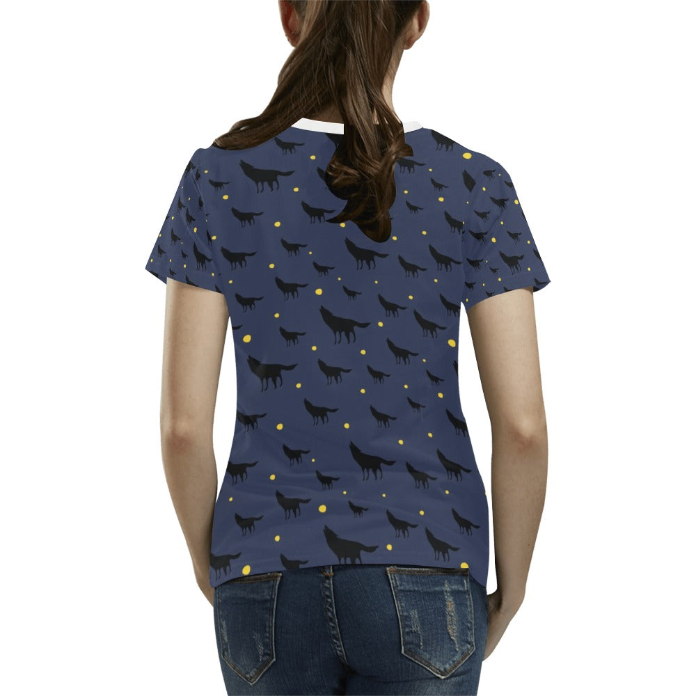 Wolf Print Design LKS301 Women's T-shirt