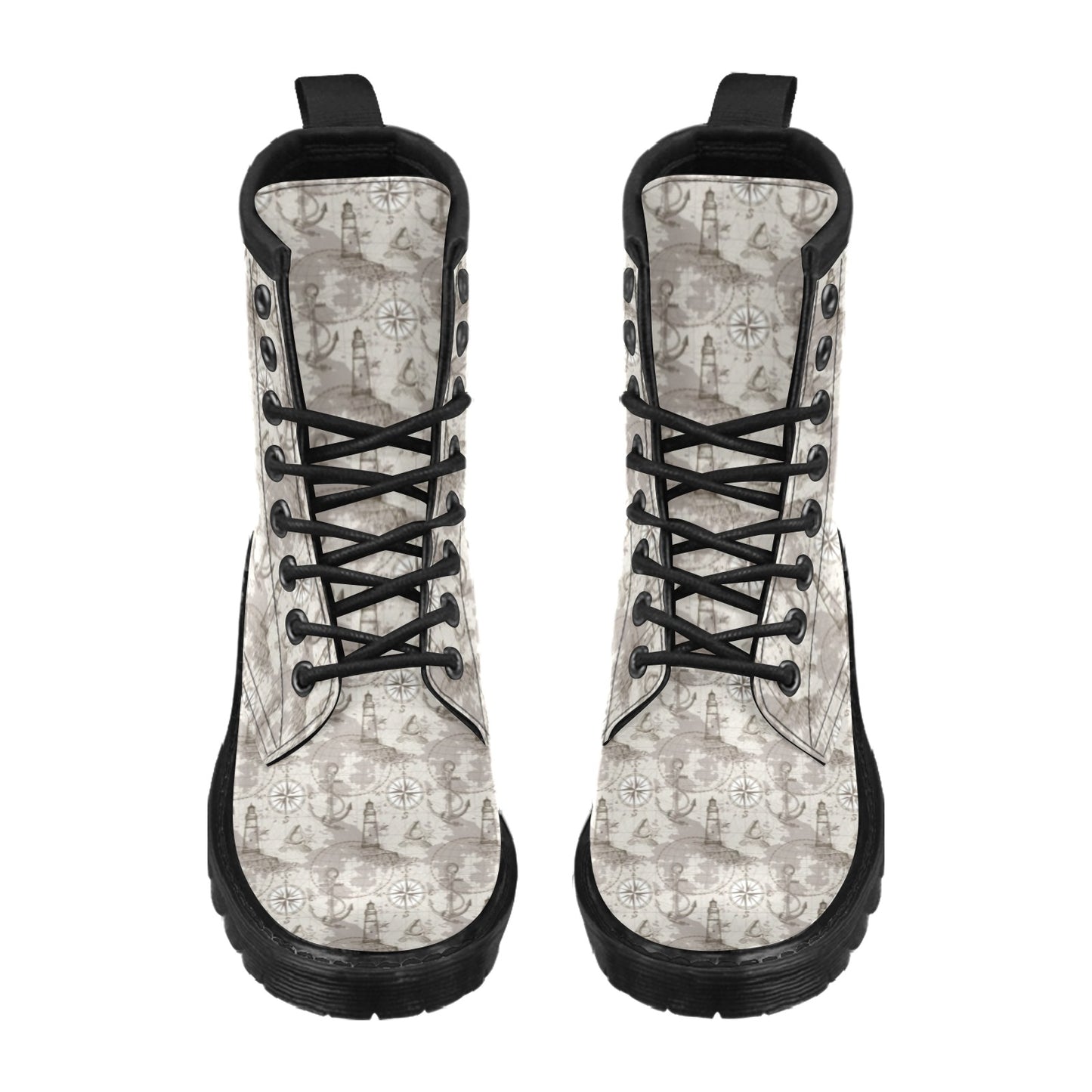 Nautical Map Design Themed Print Women's Boots