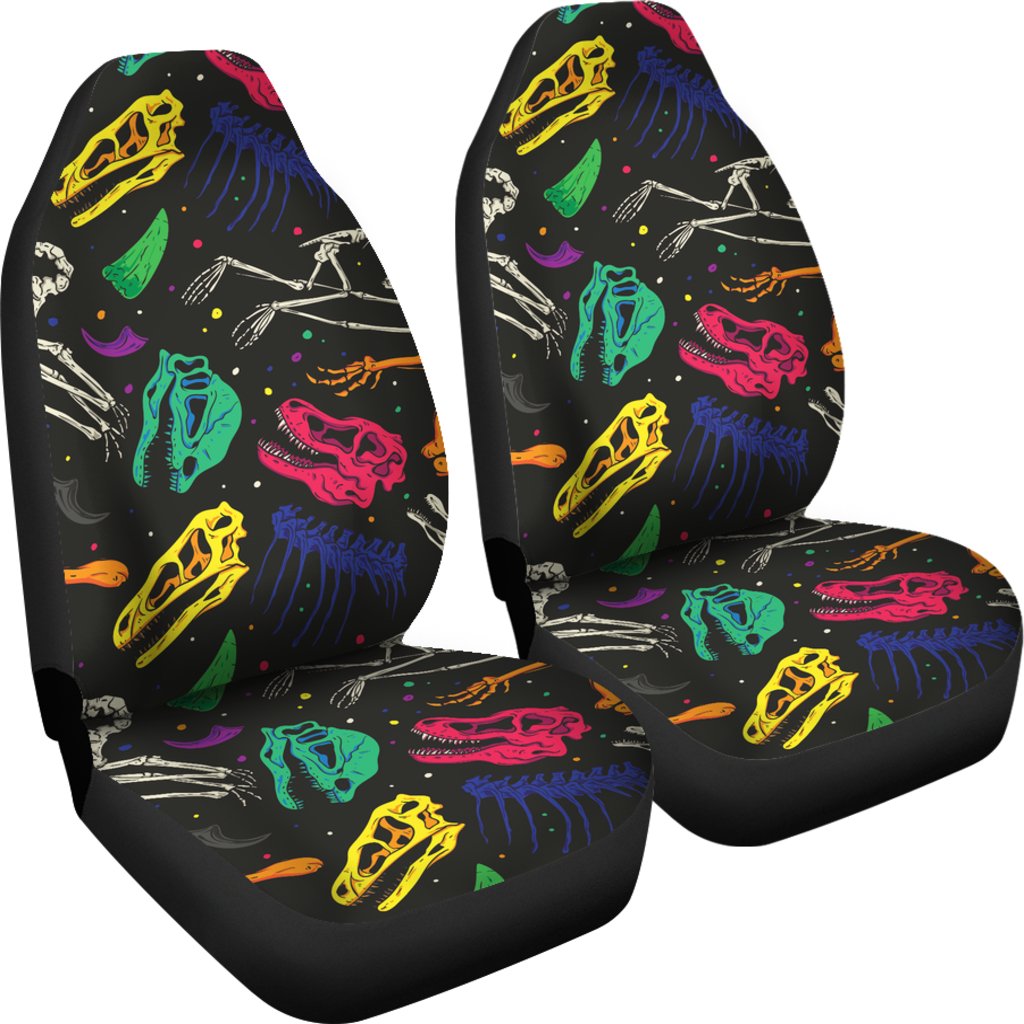 Dinosaur Skull Color Print Pattern Universal Fit Car Seat Covers