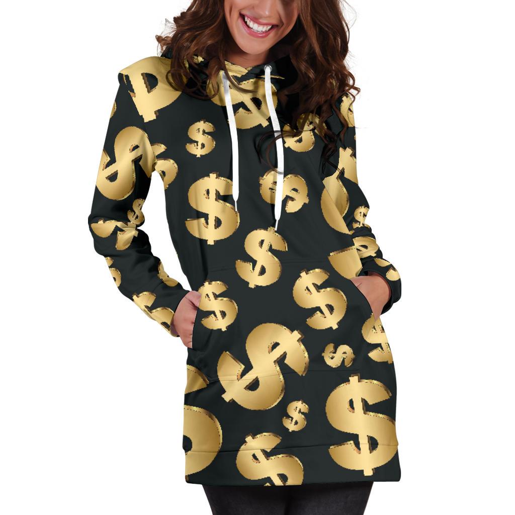 Dollar Pattern Print Design DO04 Women Hoodie Dress