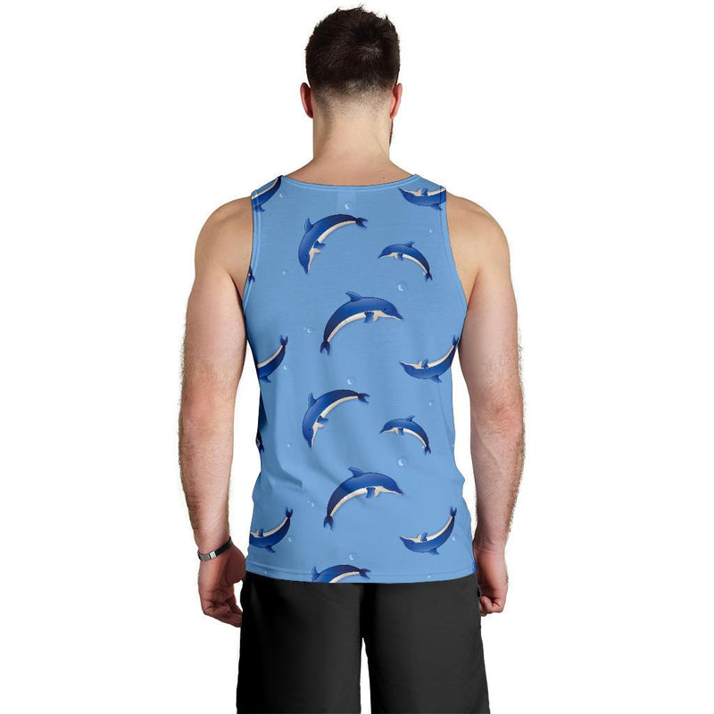 Dolphin Blue Print Men Tank Top