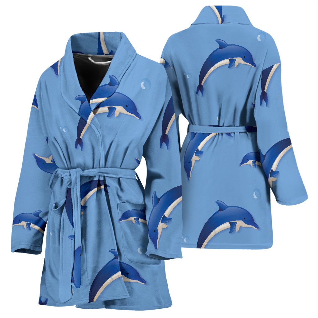 Dolphin Blue Print Women Bath Robe